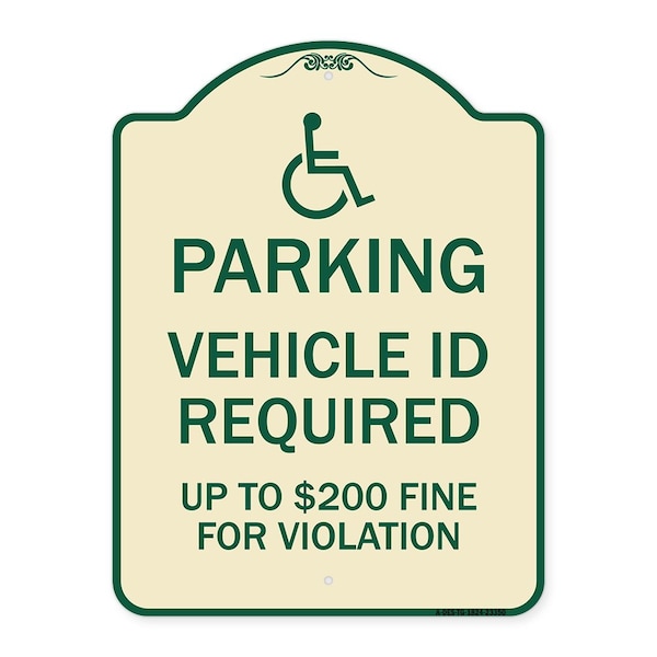 Signmission Parking Vehicle Id Required Up to $200 Fine for Violation Heavy-Gauge Alum, 24" x 18", TG-1824-23350 A-DES-TG-1824-23350 - main